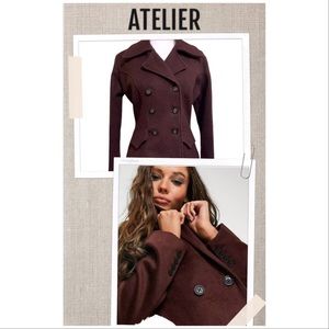 ATELIER Blazer Eggplant colored wool blend double-breasted design jacket Size S